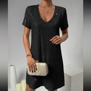 Black sequin cocktail dress